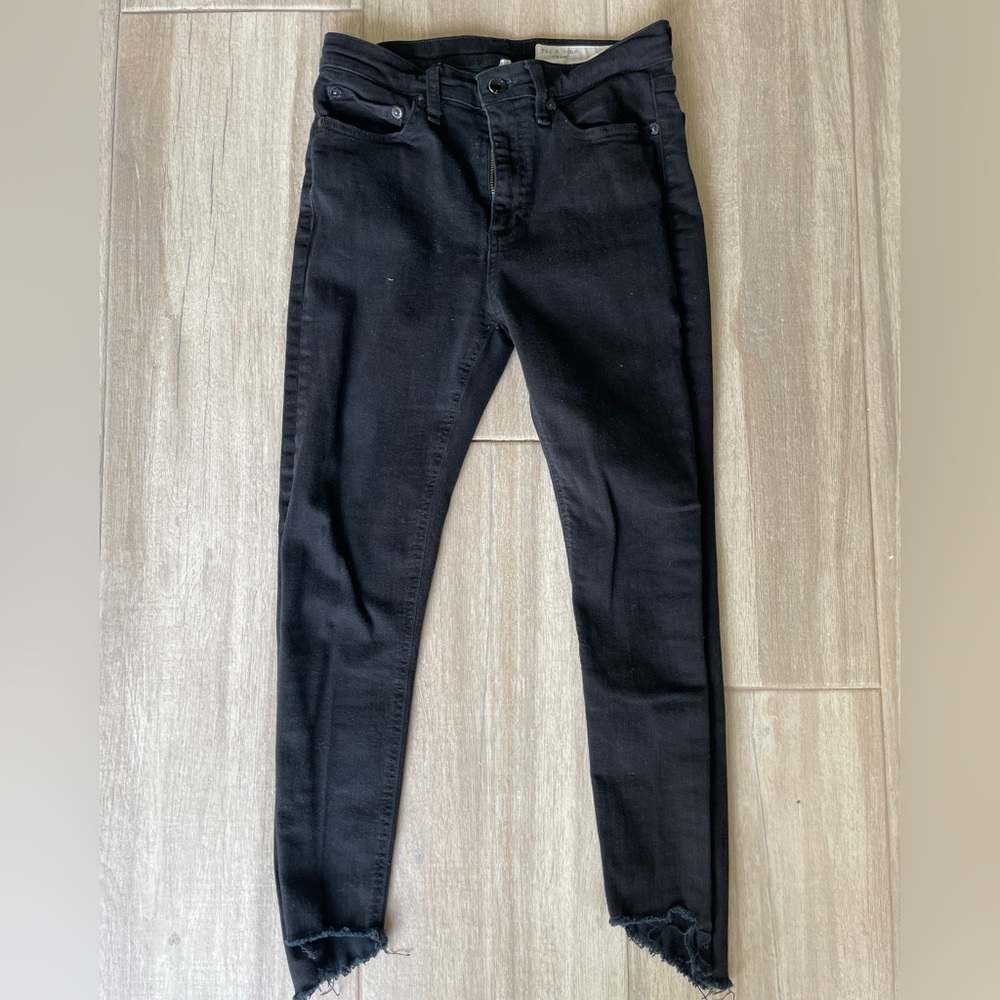 Rag and Bone Nina High Rise Black Ankle Skinny Jean Size 25